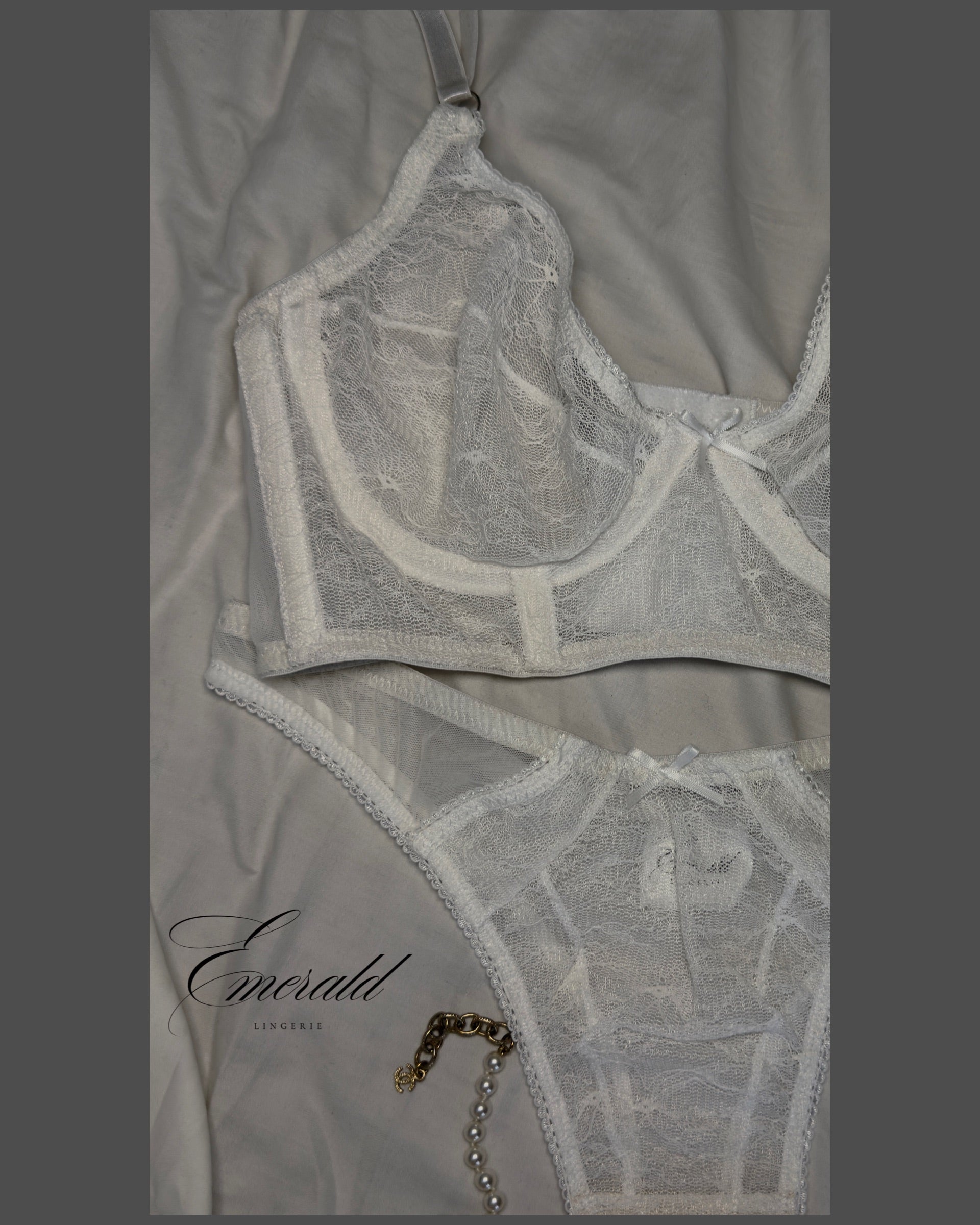 ELLA white bustier ()- Emerald Lingerie